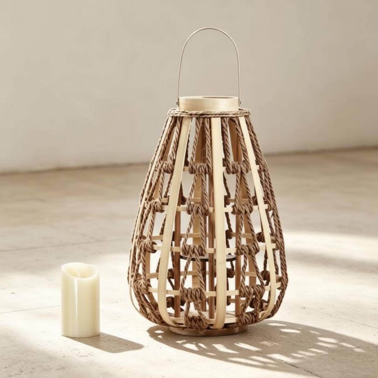 Home Decor Handmade - Portacandele a lanterna in legno naturale