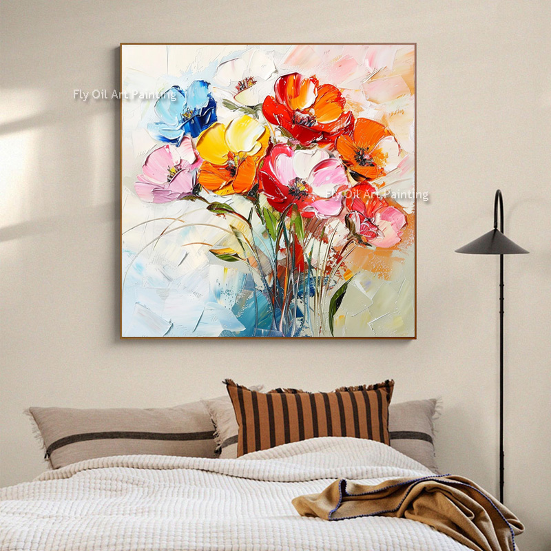 Home Decor Color Palettes - Dipinto a Olio di Papaveri Spessi
