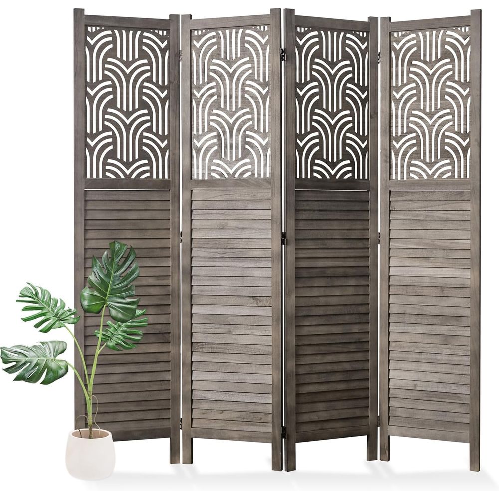 Room Divider Screen - Divisorio in Legno Intagliato a 4