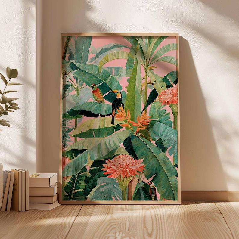 Home Decor Trends - 1 poster in tela tropicale retrò,