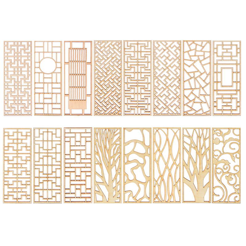 Room Divider Screen - 4 Pezzi Divisorio in Legno in