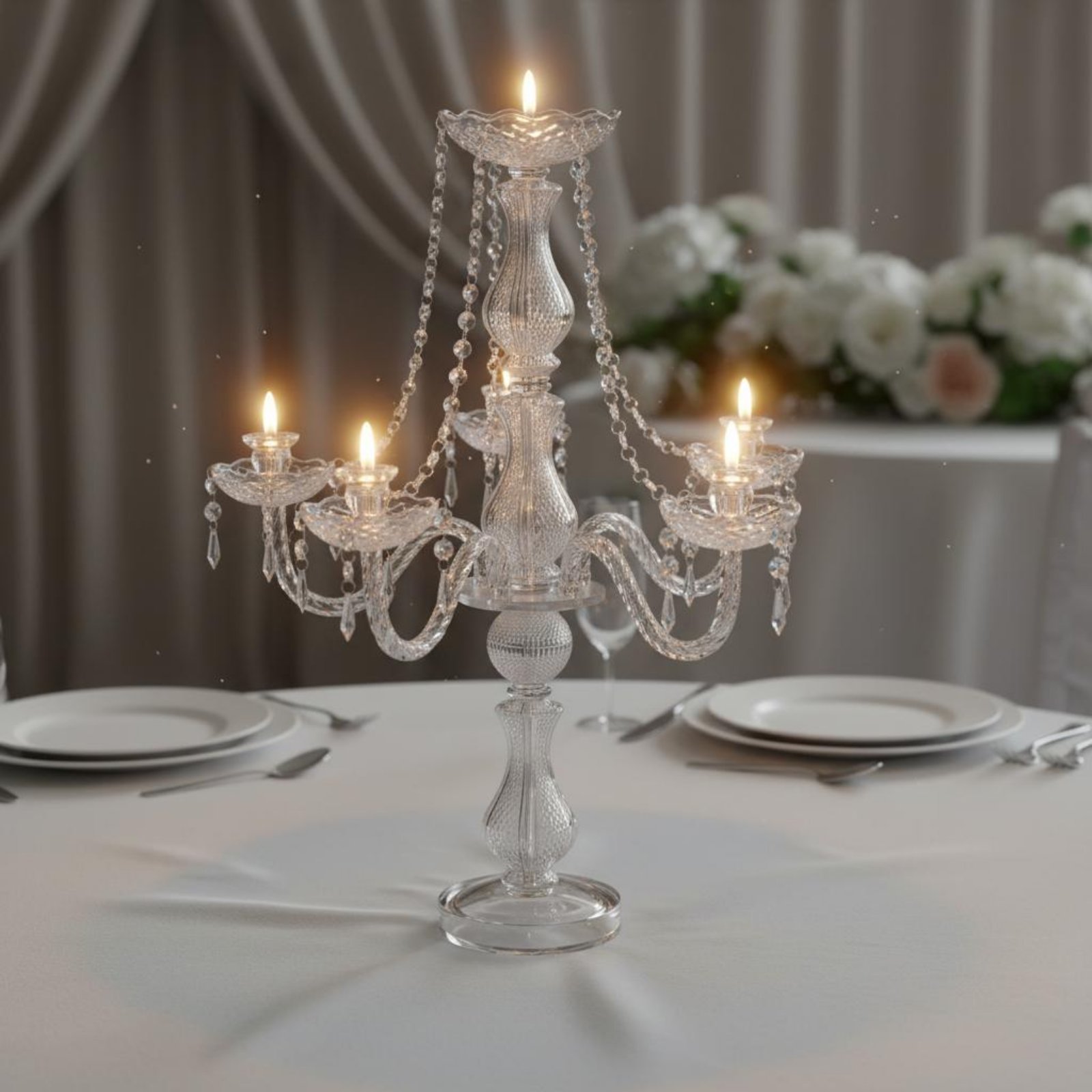 Home Decor Trends - Candelabro in Cristallo Elegante per Matrimoni,