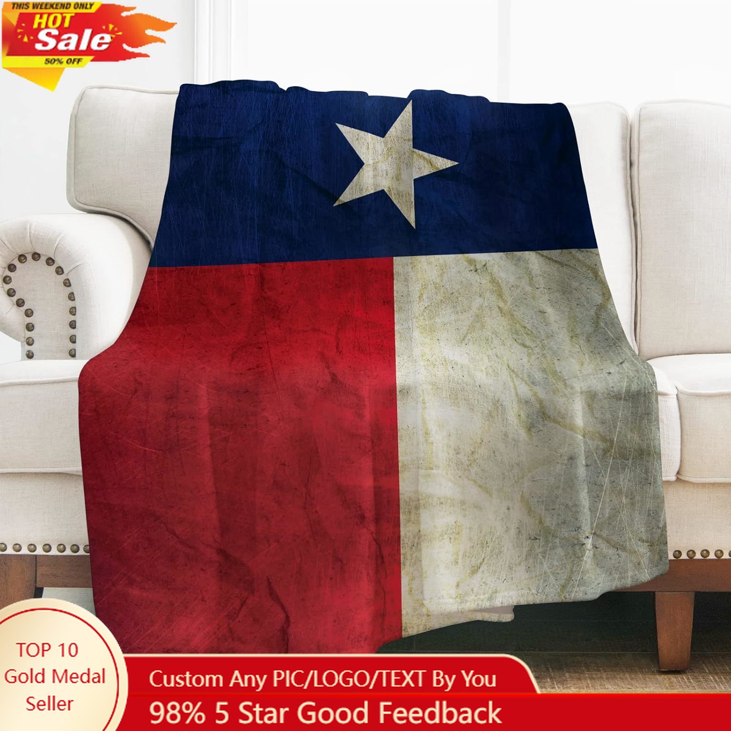 Levens Texas Flag Coperta da t - Home Decor Sofa recensione e prezzo