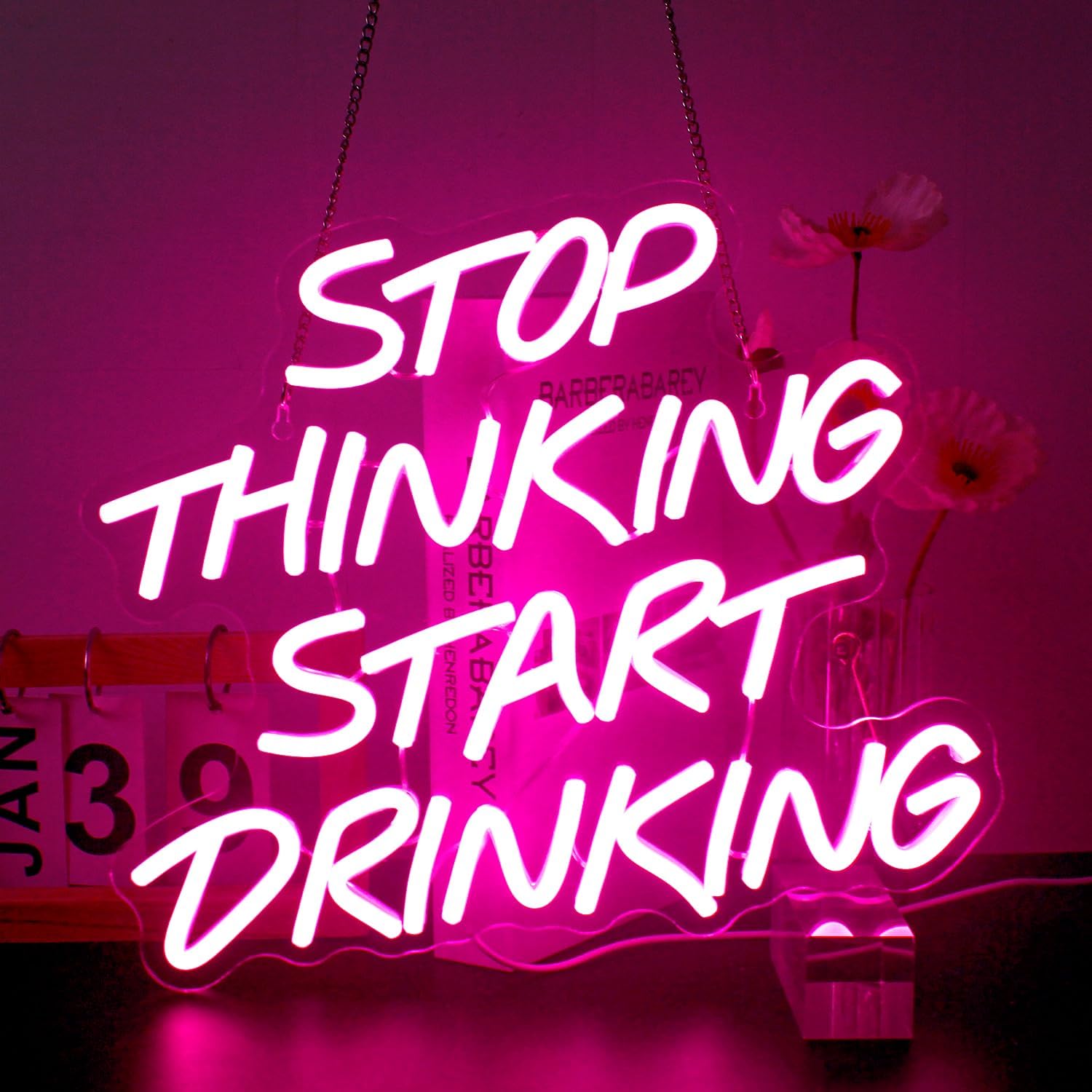 Stop Thinking Start Bere Inseg - Home Decor Quotes Ideas recensione e prezzo