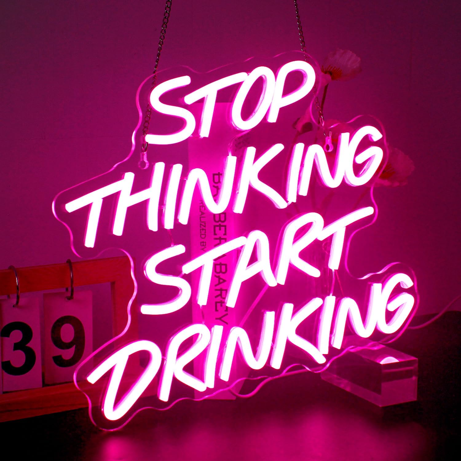 Stop Thinking Start Bere Inseg - Home Decor Quotes Ideas recensione e prezzo